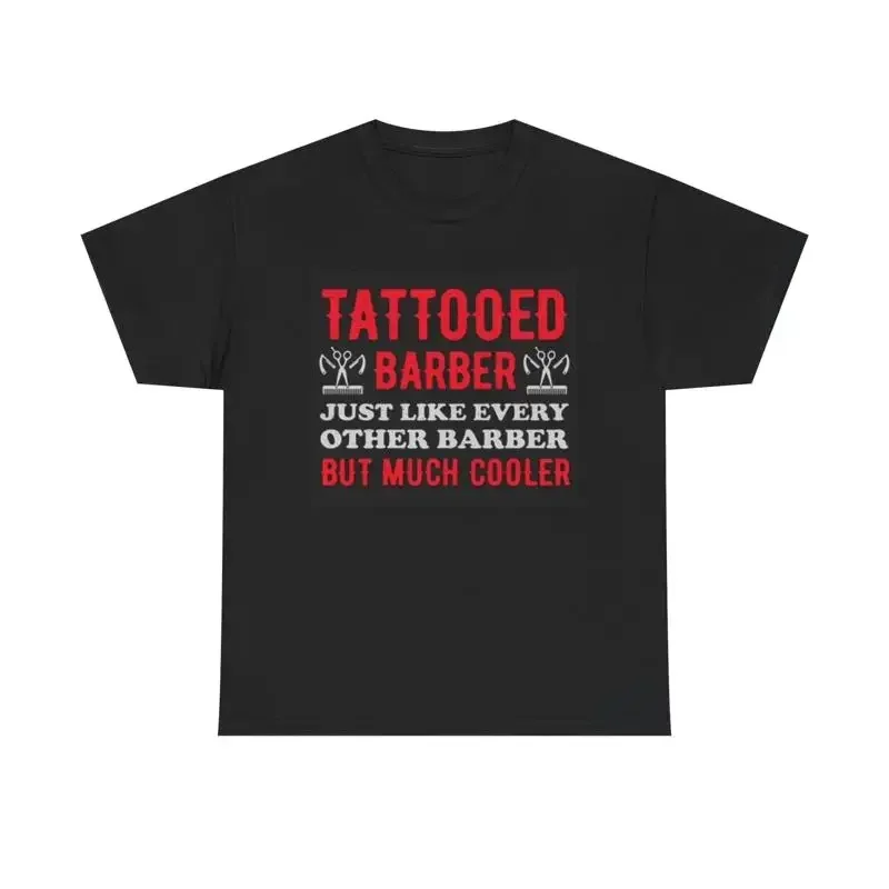 Tattood Barber T Shirt Funny Salon Hair Heavy Cotton