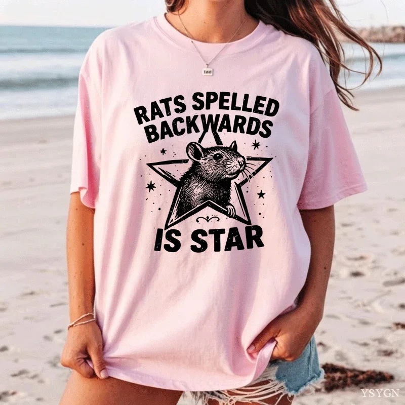Rats Spelled Backwards Is Star Women T-shirt Unisex Funny Rat Tshirt Cotton Short Sleeve Animal T Shirt Printed Graphic Tees Top