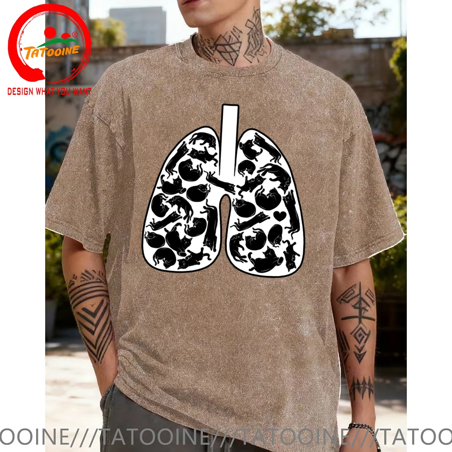 Funny Design I Need Cats To Breathe Lungs Anatomy Kitty Meow  SRed Doublet Men Fashion Trendy Casual Clothing Stylish Tops Tee