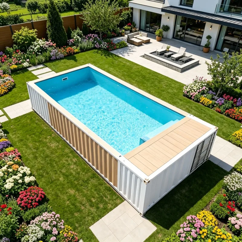 Shipping Container Pool Swimming Pool Luxury Backyard Design Customized Exterior Color with Transparent Window