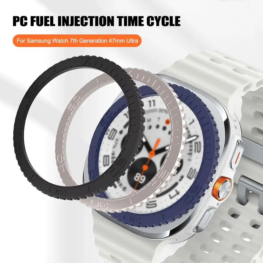 For Samsung Galaxy Watch 7 Ultra 47mm PC Time Scale Frame Bumper Protection Anti-collision Watch Accessorie Protection Case F6V7