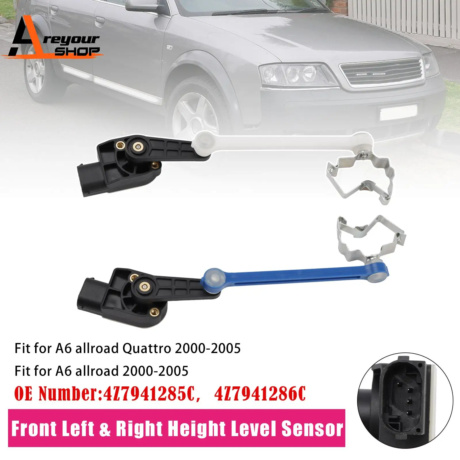 

Areyourshop 1PC/Pair Front Height Level Sensor for Audi A6 C5 Allroad Quattro 2000 2001 2002 2003 2004 2005