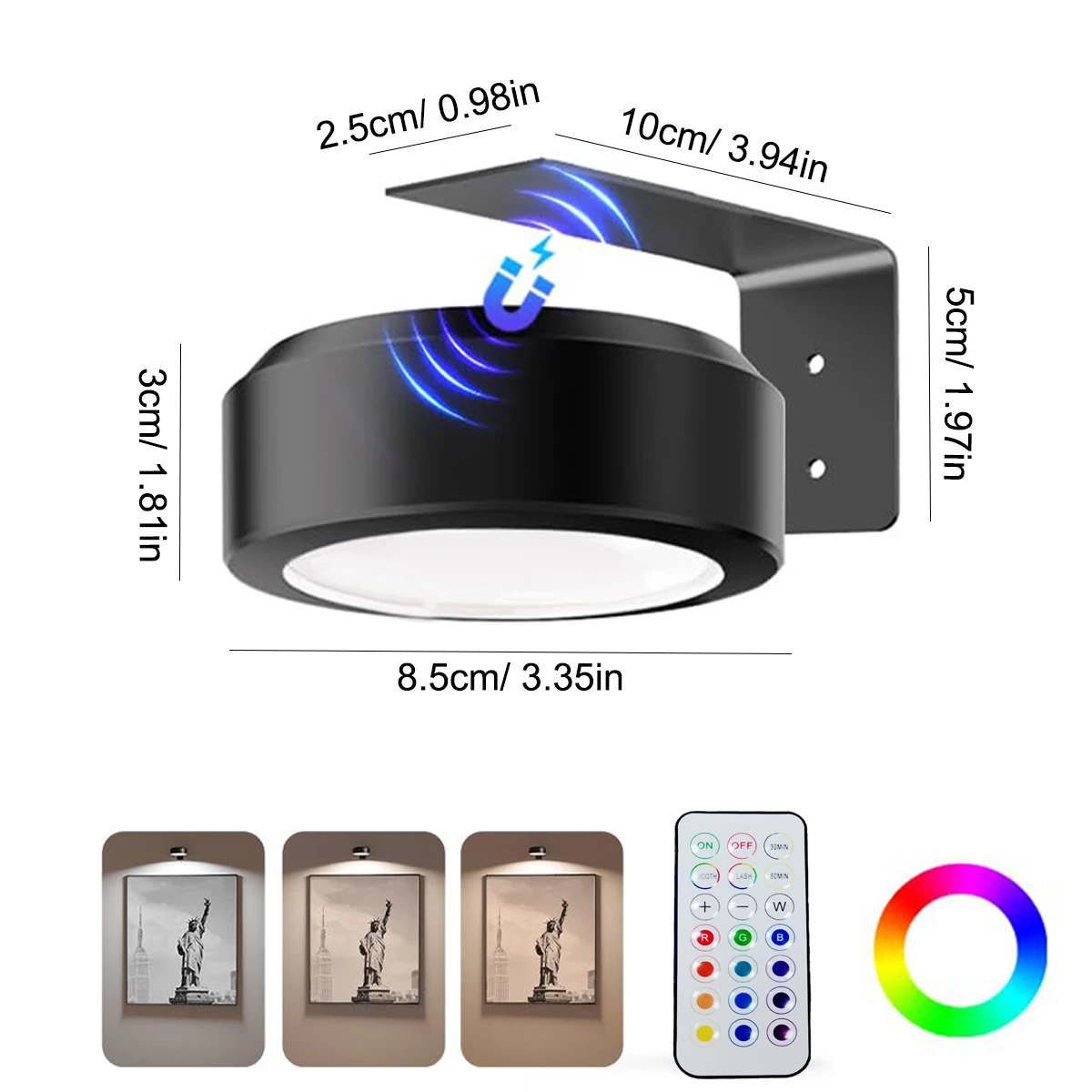 LED Magnetic Puck Light Dimmable Color Changing Office Desk Lamp