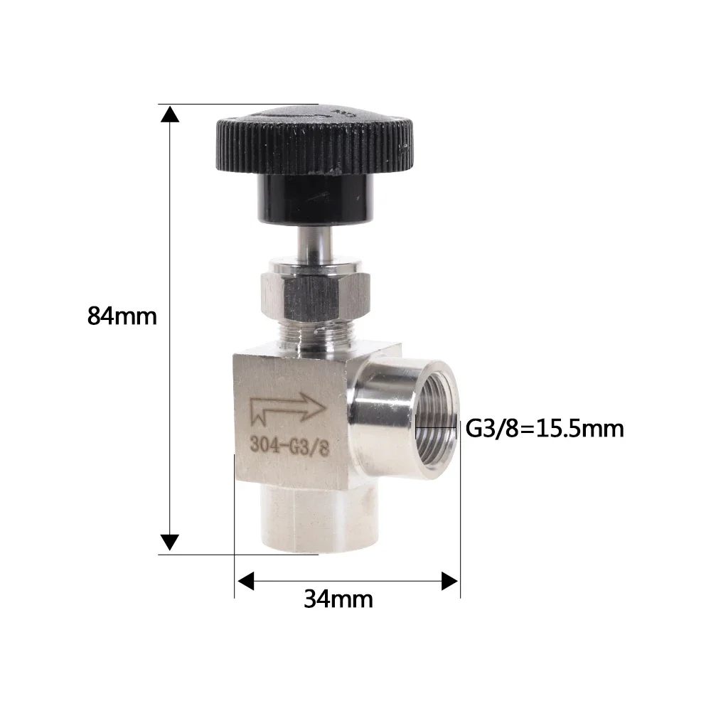 Vanne à angle droit en acier inoxydable, filetage femelle, SS304, BSP 1/8, en effet 1/4, pour eau, gazole