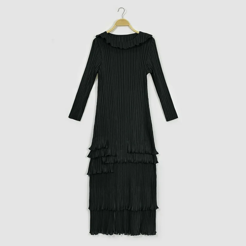 Three Mansion High End Pleated Dress Spring New Small and Popular Design Sense Fashionable Temperament Aging Cake Dress