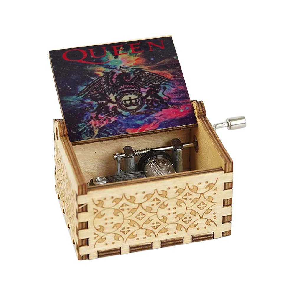 Hand-cranked Music Box Color Printing Wood Music Box Hand-painted Engraved Music Box Musica Theme Birthday Gift Wooden Music Box