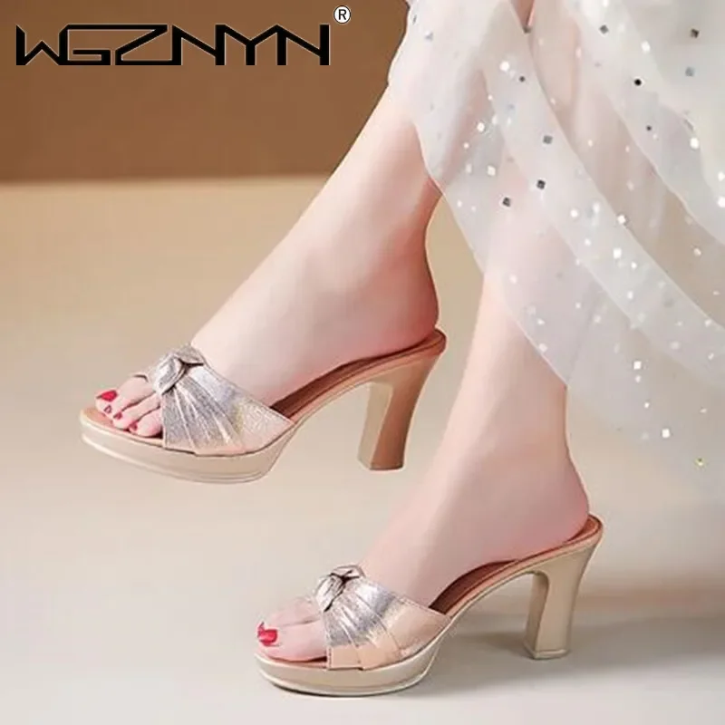 Summer 2024 Woman Shoes High Heels Sexy Block Heel Platform Slippers Women Wedding Shoes Slides Ladies Office Shoes