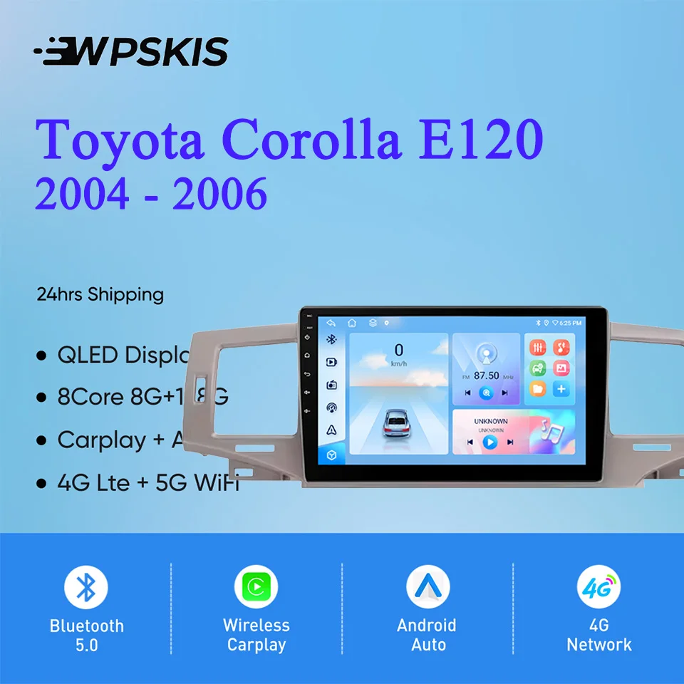 

Android 14 8G+128G For Toyota Corolla E120 2004 2005 2006 Car Radio Stereo Multimedia Video DVD Player GPS Navi Monitor Carplay