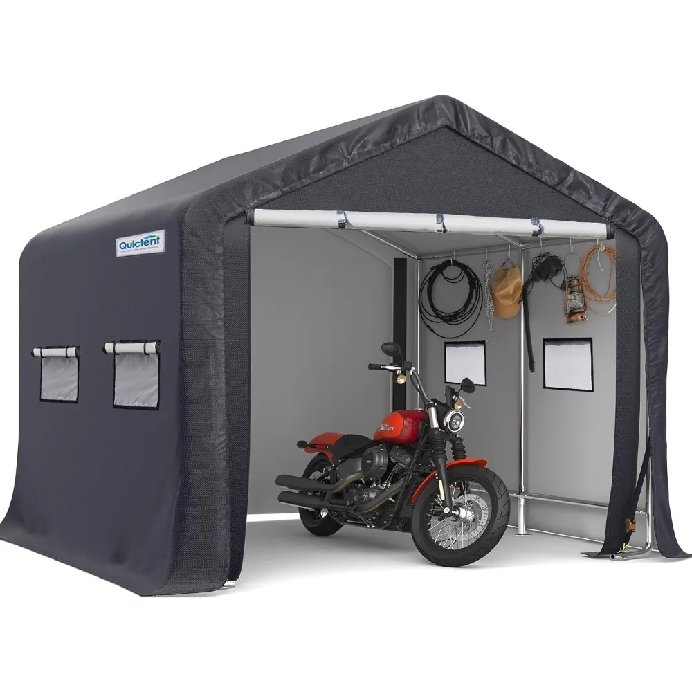 Roll-up Ventilated Windows, Heavy Duty Portable Privacy Garage Shelter Motorcycle Shelter Outdoo