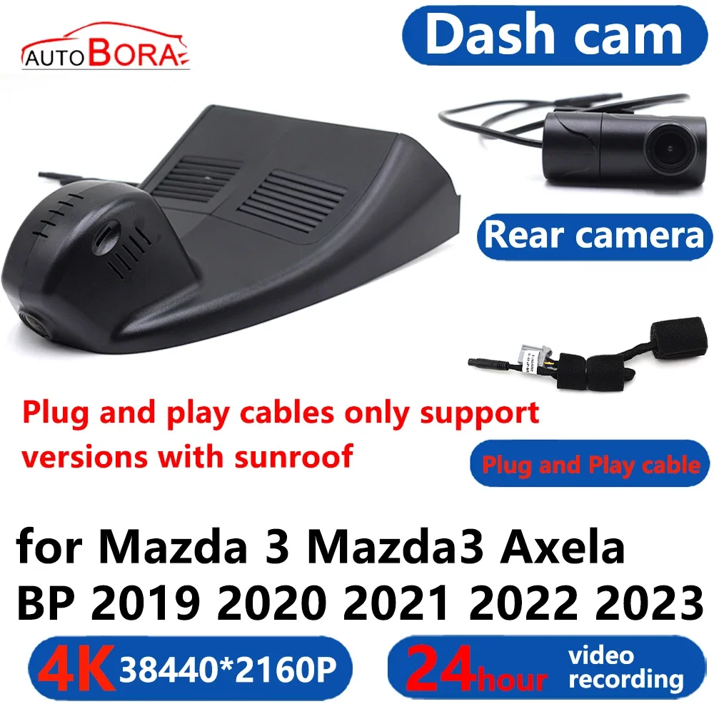 AutoBora 4K Wifi 3840*2160 Car DVR Dash Cam Camera 24H Video Monitor for Mazda 3 Mazda3 Axela BP 2019 2020 2021 2022 2023