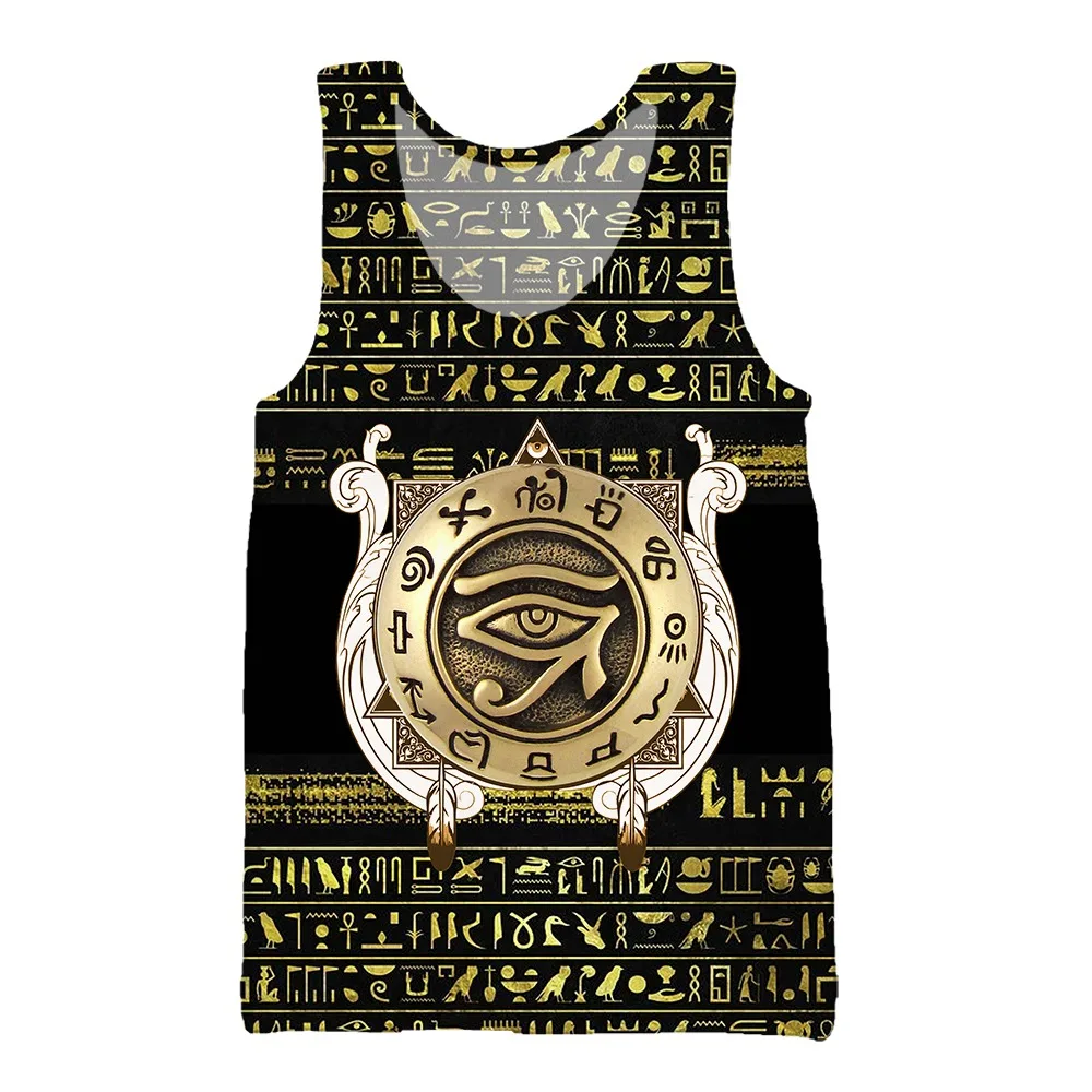 SONSPEE 3D Print Of The Eye Of Horus Sleeveless Vest Men Women Egyptian Harajuku Oversize Hip-hop Trend Street Personality Tops