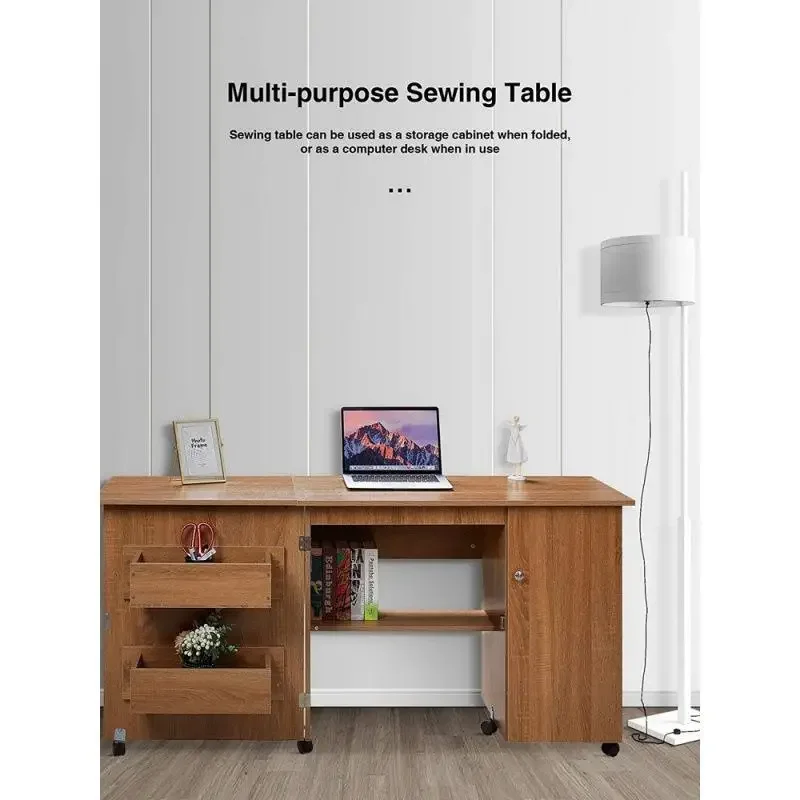 Folding computer lifting sewing storage table, suitable for various household sewing machine workbenches