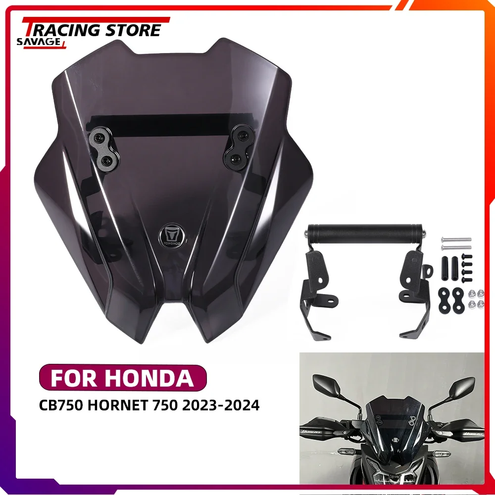 

2024 For Honda CB750 Hornet 750 Windshield WindScreen Screen With Mobile Phone GPS Sat Nav Navigation Mounting Extension Bracket