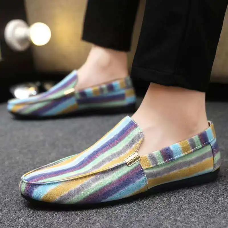 2026 Men's canvas shoes one pair with colorful rubber soles lightweight anti-slip breathable and comfortable casual shoes 39-46
