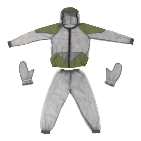 Outdoor Mosquito Repellent Suit Bug Jacket Mesh Hooded Fishing Hunting Camping Insect Protective Mesh Shirt Gloves