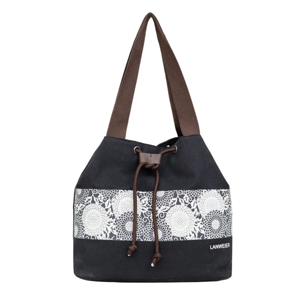 

Simple Ethnic Style Women's Side Backpack Trendy Printed Large Capacity Bucket Bag Drawstring Handbag Casual Outing