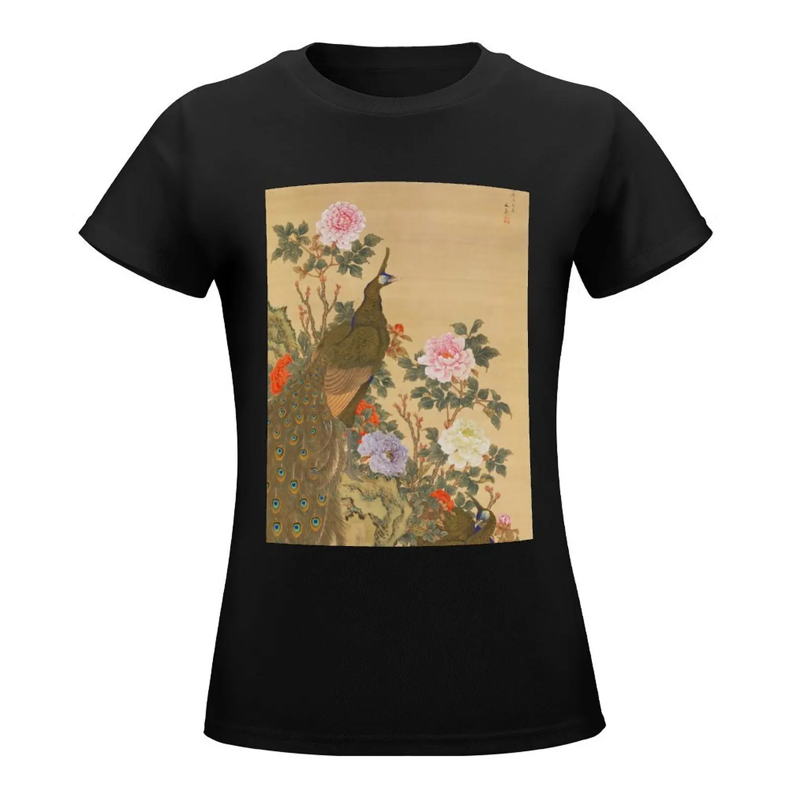 Peacocks and Peonies T-Shirt quick drying summer tops tops cute clothes womans clothing