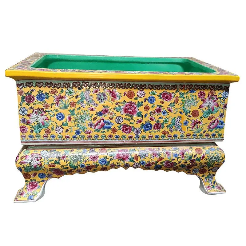 High-end Jingdezhen pure hand-painted antique collection landscaping boutique ceramic flower pot