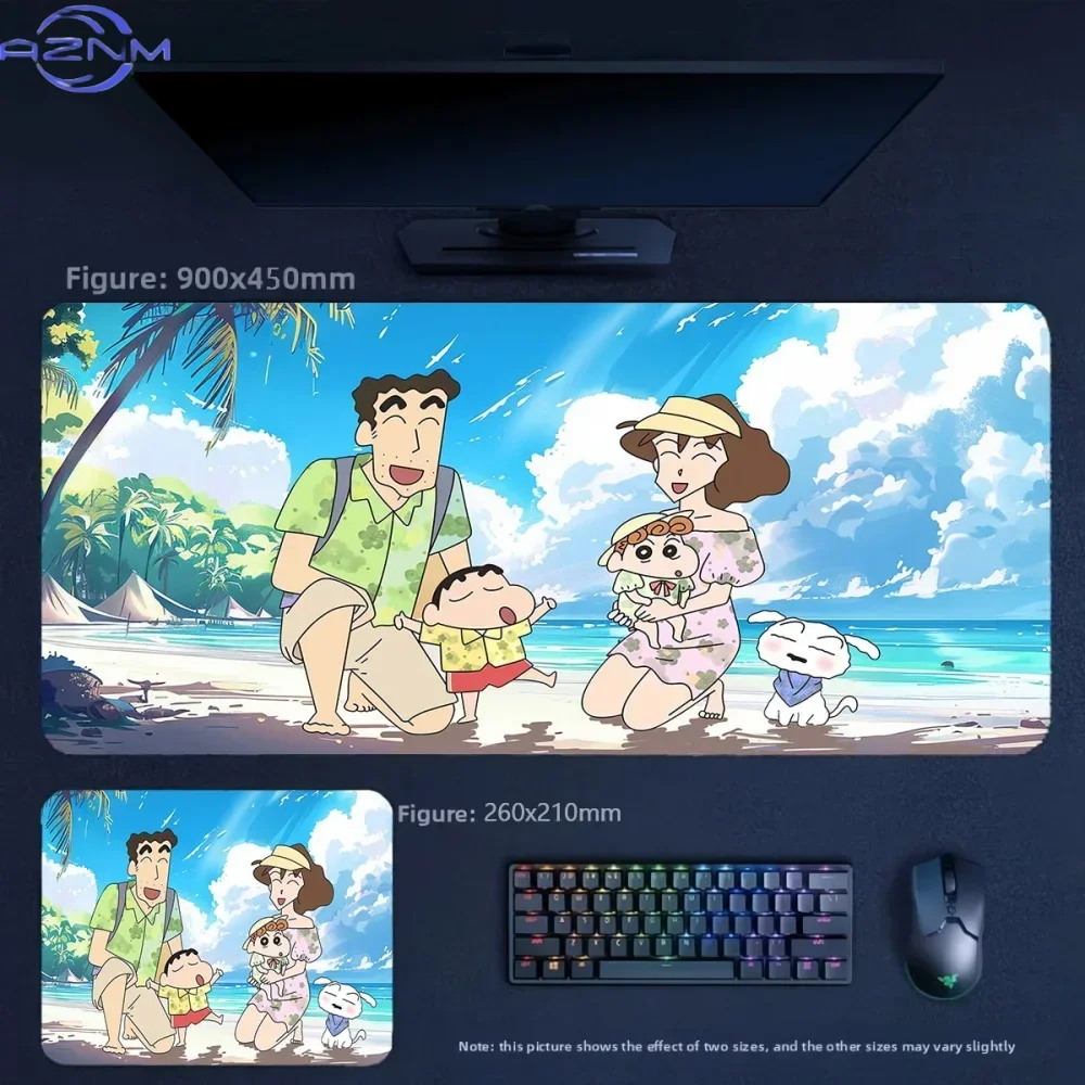 Cartoon Crayon Shin Chan Family Vacation StyleTable Mat Animation Crayon Shin-chan and His Friends  Non-slip Mouse Pad