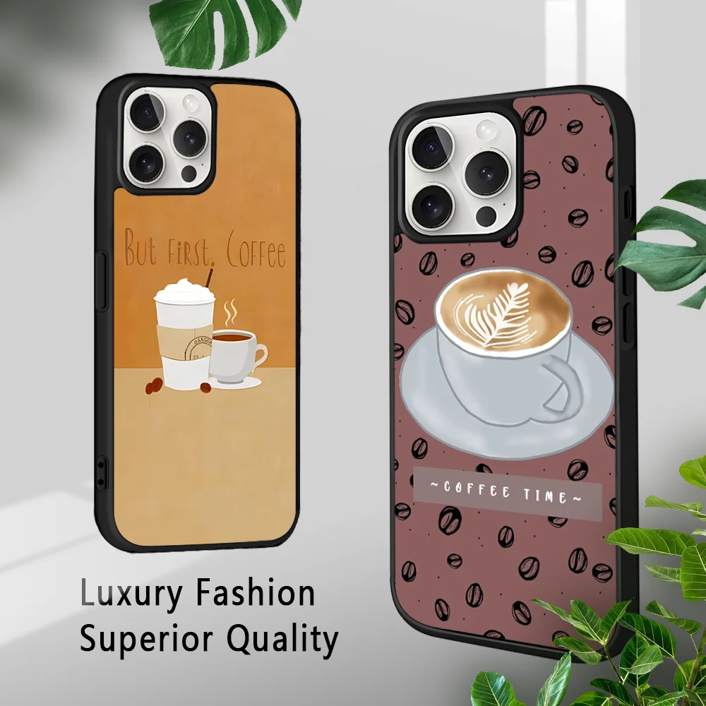 Relaxation Coffee Time Phone Case For iPhone 15 14 13 12 11 Pro Xs Max Mini XR X 7 8 Plus luxury Mirror Hard Funda