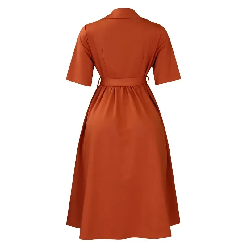 فستان أفريقيا للنساء للحفلات المسائية أنيق للنساء بأكمام قصيرة ورقبة على شكل حرف V من البوليستر فستان متوسط الطول وحزام Dashiki ملابس أفريقيا #2