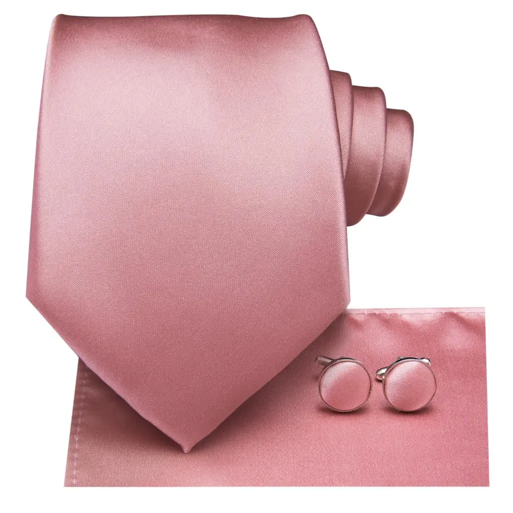 Hi-Dasi Sutra Mens Pernikahan Dasi Peach Pink Padat Hadiah Dasi untuk Pria Desain Fashion Kualitas Tinggi Sapu Tangan atau set Pesta Bisnis