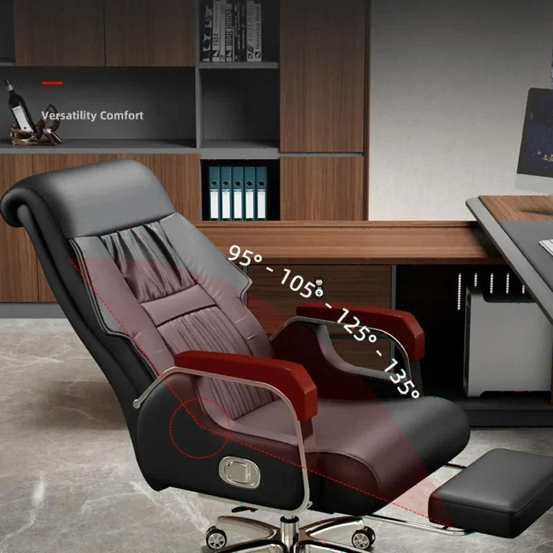 Factory Direct 2026 Genuine Leather Executive Chair Recliner & Vibration Massage Swivel Office Chair Lumbar Support For Power