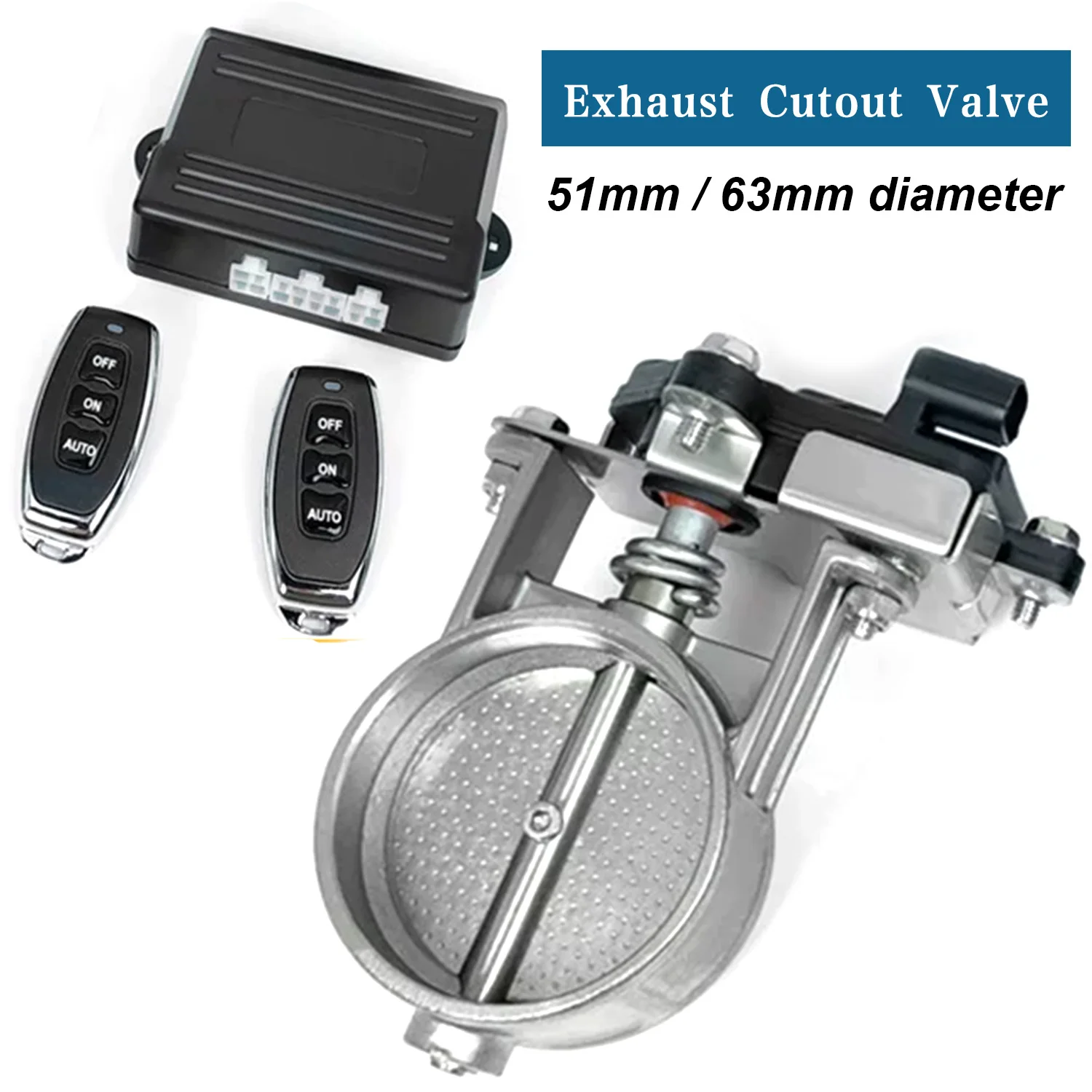 

Universal 51mm 63mm Electric Exhaust Cutout Valve 12V Wireless Remote Control Stainless Steel Exhaust Pipe Cut Off Bypass Valve