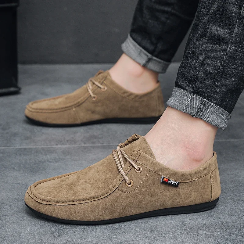 

Men's Loafers, Lace Up Suede Work Shoes, 2025 New Formal Shoes, Outdoor Casual Walking Foot Covers Suitable for Lazy People