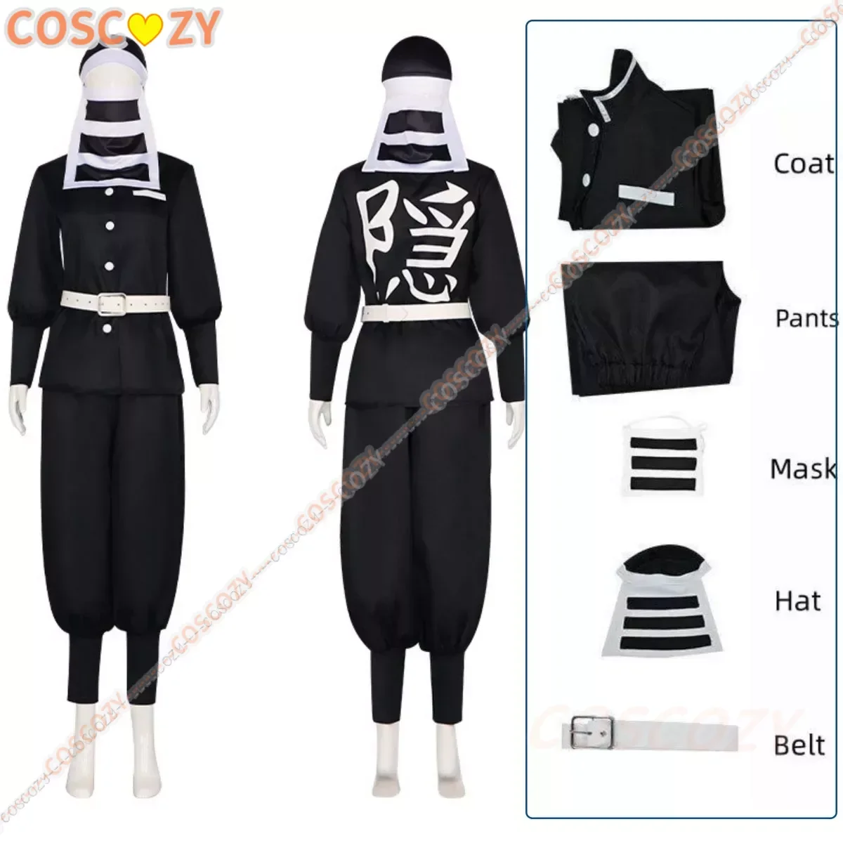 Goto Cosplay Costume Anime Black Kakushi Uniform Face Cover Outfits Top Pants Full Set Cosplay Costume