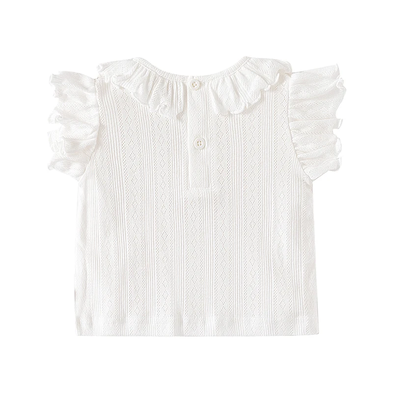 Ruffles Cotton Newborn Baby T-shirts for Summer Breathable Casual  White Soft Toddler Girls Tops Clothes