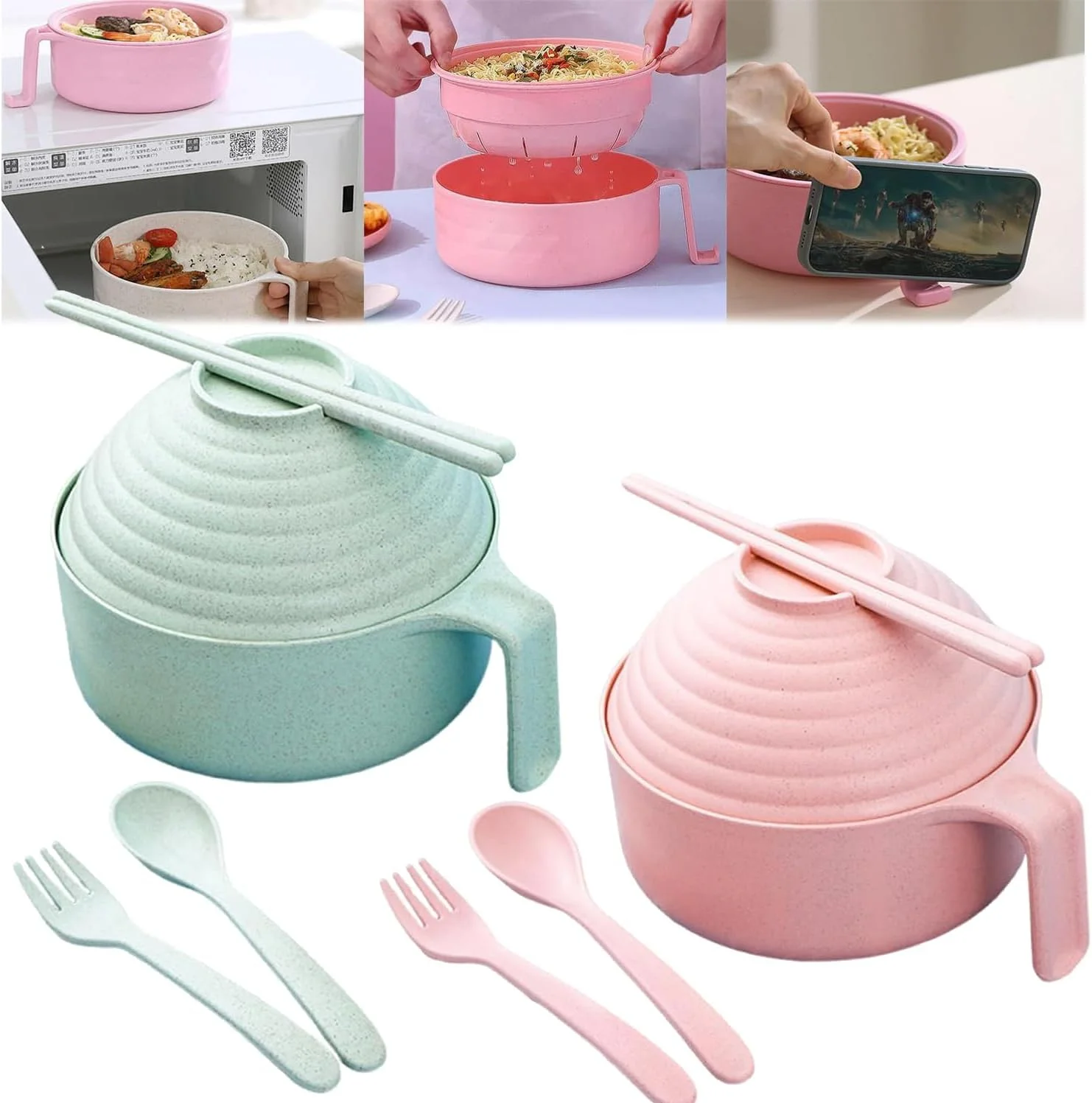 

Novel Ramen Bowl Set Ramen Noodles Bowl With Chopsticks Ramen Bowl Microwavable Cooker BHL1221-cat