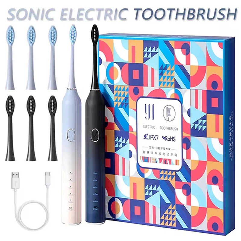 

Sonic Electric Toothbrush for Adults IPX7 Waterproof DuPont Brush Head USB Rechargeable High Frequency Cleaning 5 Cleaning Modes