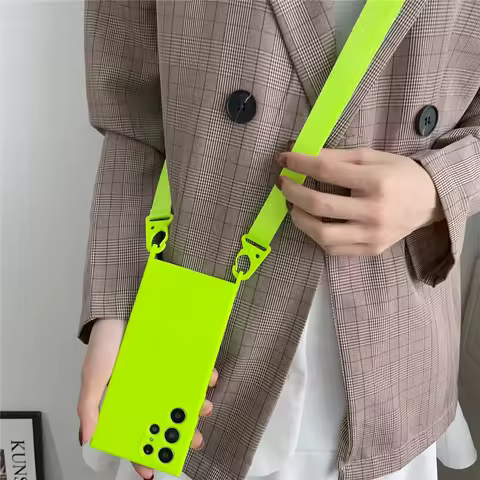 Crossbody Necklace Strap Lanyard Liquid Silicone Case For Samsung S23 S22 Ultra S21 Plus S20FE A52 A72 A22 A32 Candy Color Cover