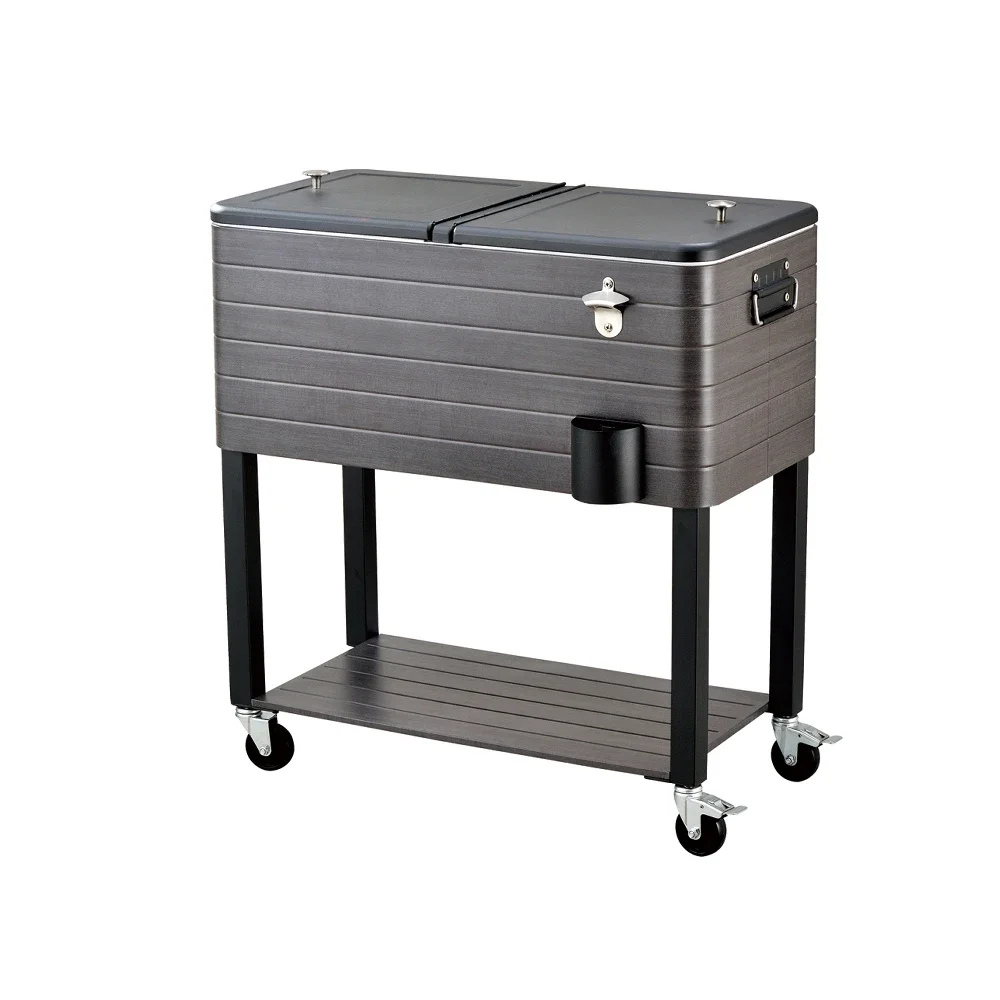 Picnic de la cerveza del refrigerador del carro de la caja del refrigerador de la alta calidad 60L del grano de madera