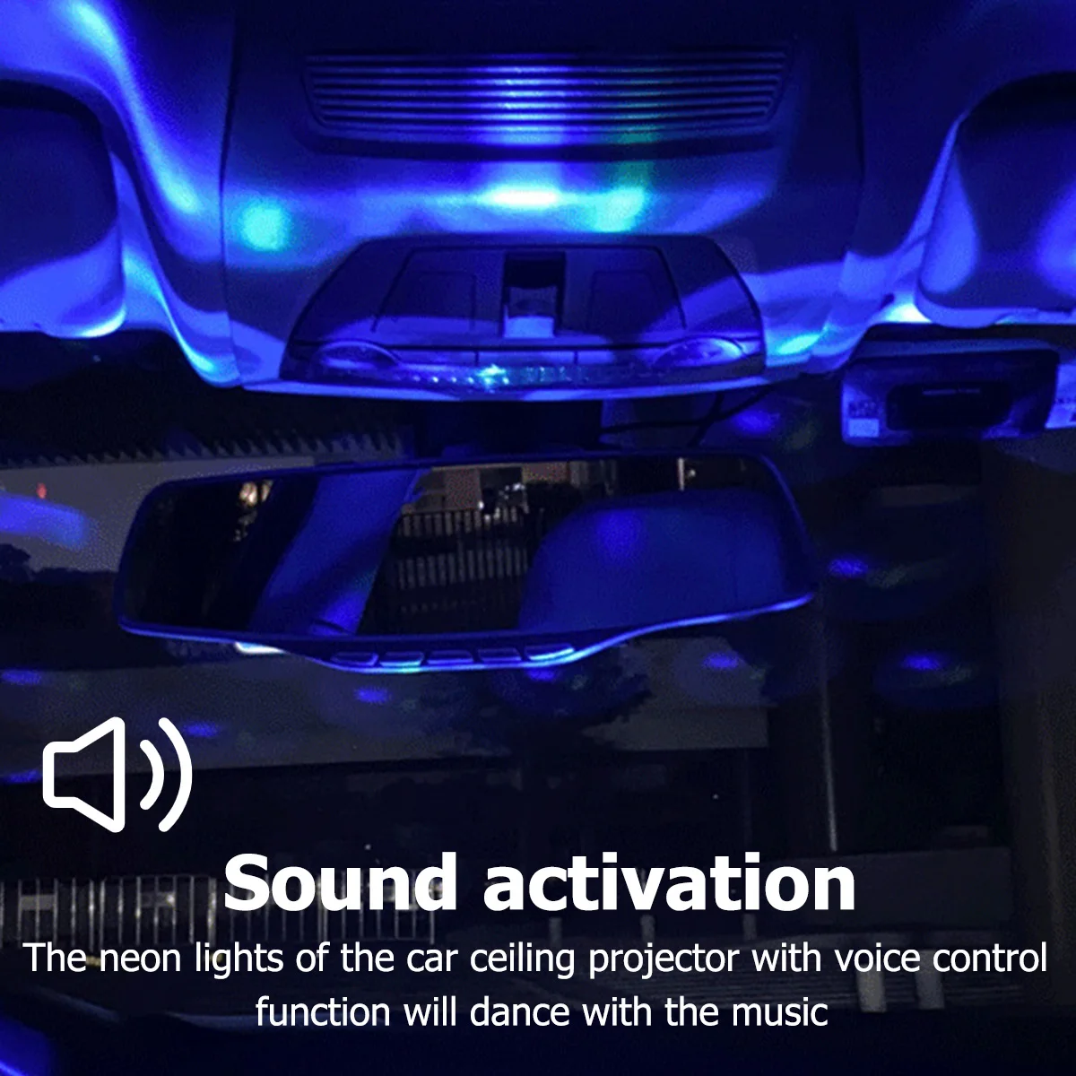 Car Roof Projector Light Sound Activated Car Ambient star Light with 4 Light Colors USB LED Car Interior Decoration Light 2023