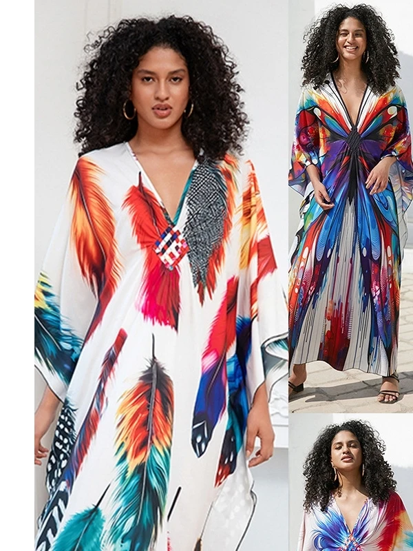 printed-loose-dress-cover-up-swimwear-holiday-long-robe-lightweight-summer-fashionable-beachwear-unbranded-chinese-origin