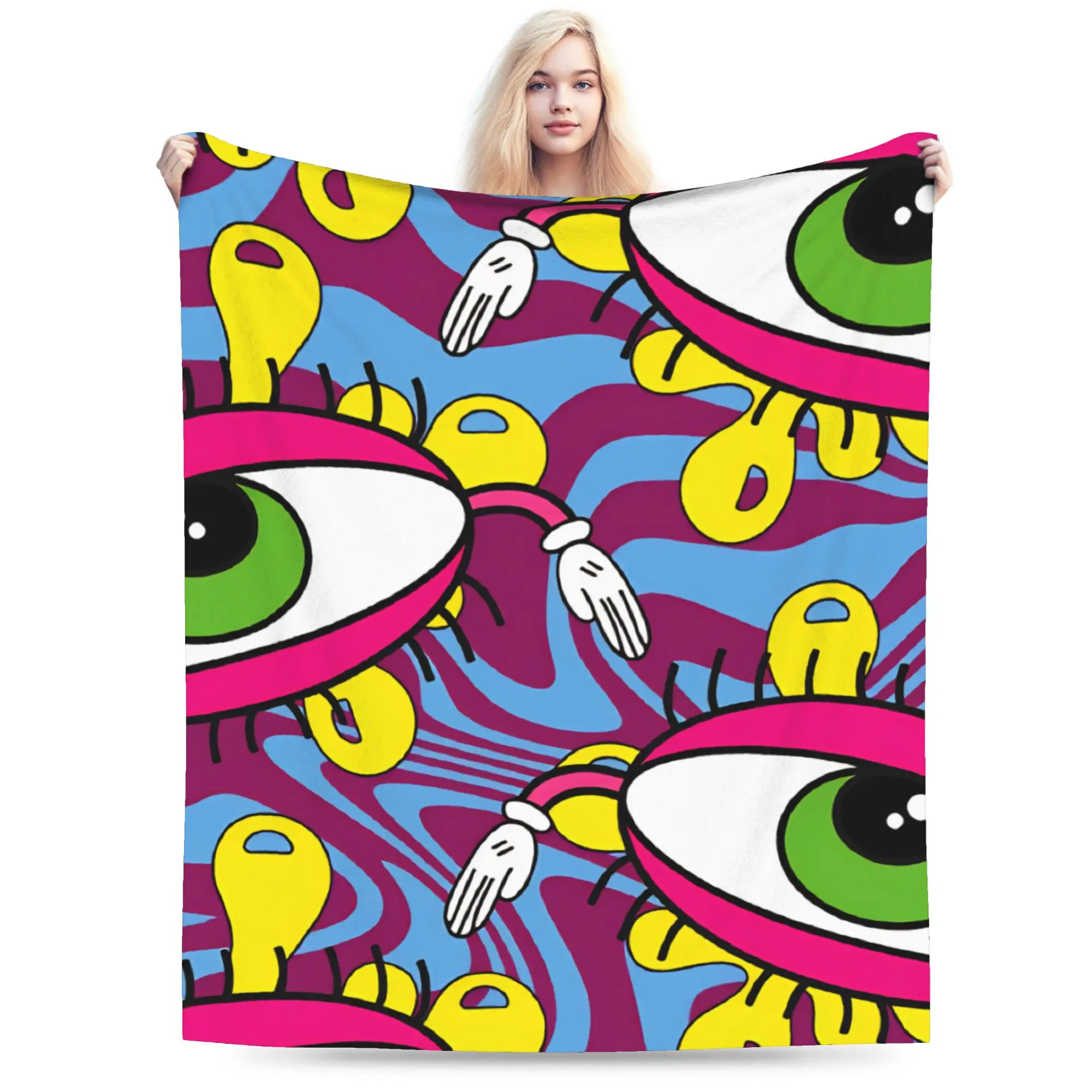 Super Soft Blanket Girls Boys Travel Eye Pattern Throw Blanket  Flannel Bedspread For Home Decor Fashion Sofa Bed Cover
