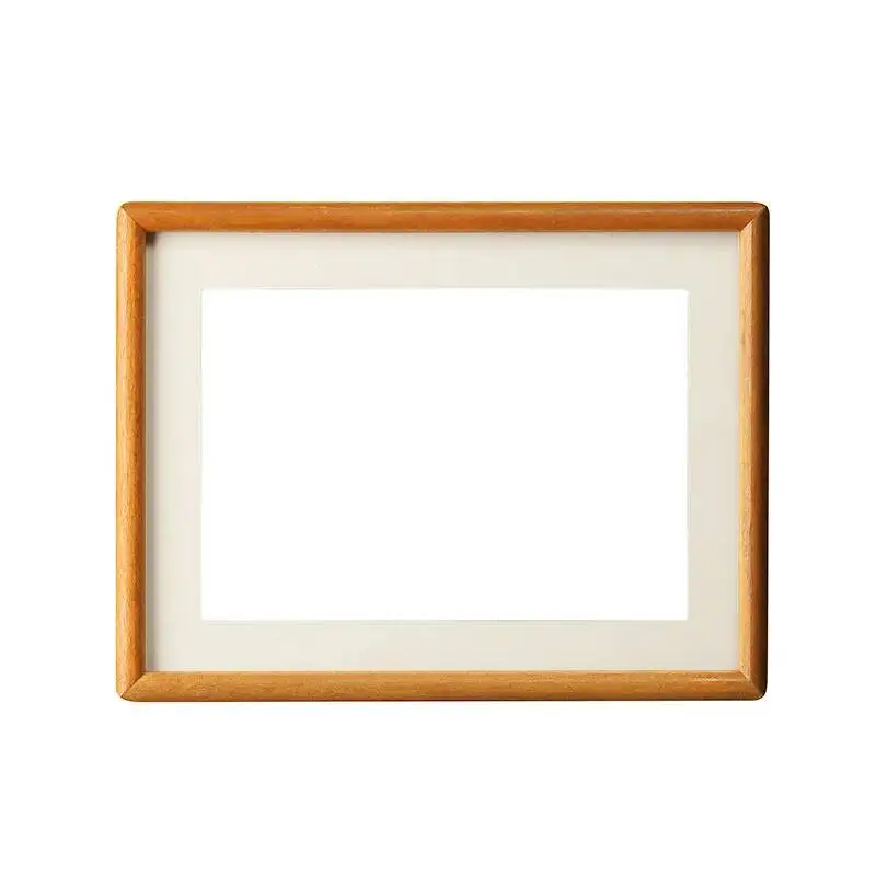 Solid Wood Round Corner Picture Frame, Walnut and Golden Sandalwood, Minimalist Design, Tabletop, Home Decor