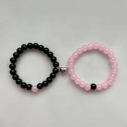 Matching Bracelets for Couples, Friends and Family, pink and black, Y2K, jewelry