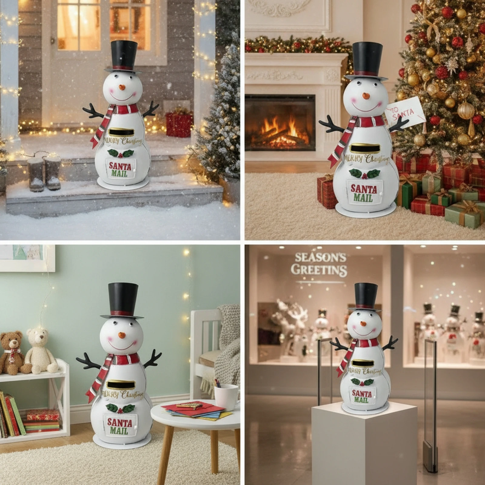 Snowman Mailbox Winter Snowman Ornament Figurine Indoor for Entryway, Tabletop