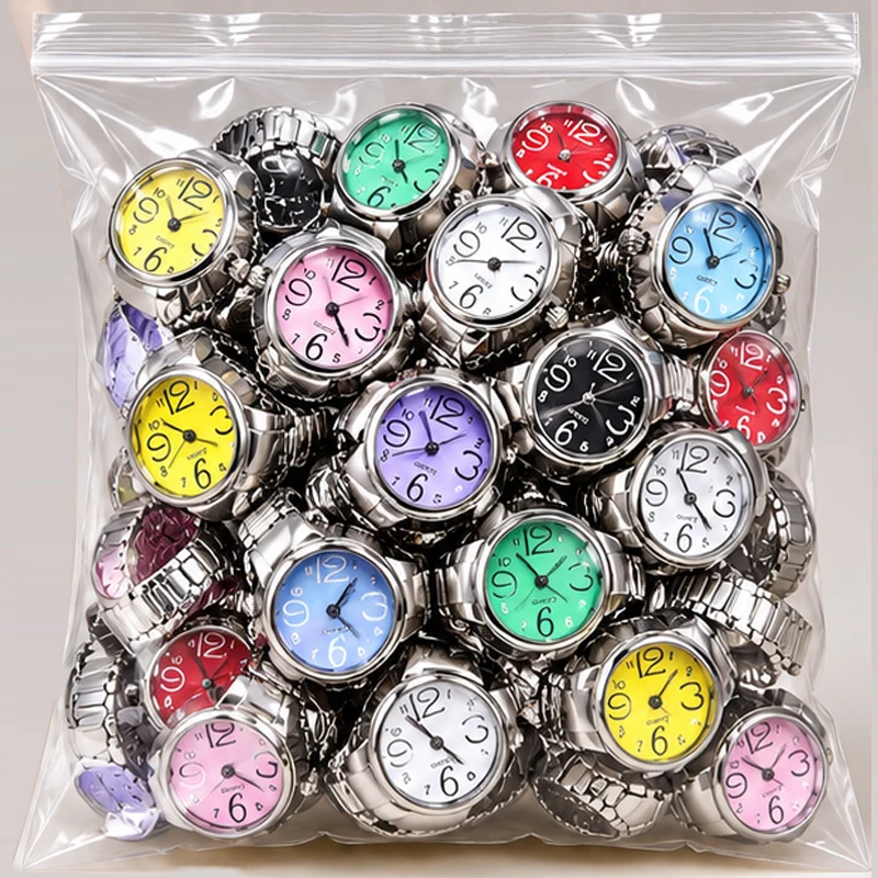 2026 Fashion Vintage Punk Mini Watch Rings Men Women Hip Hop Elastic Strap Watches Clock Couple Finger Ring Retro Jewelry Gift