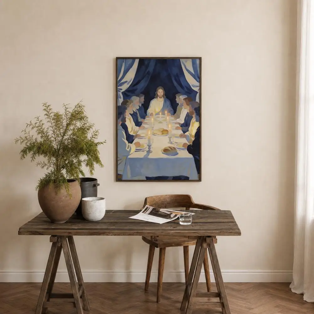 Religion Bible Jesus Art Poster Self‑Adhesive Waterproof PP Poster Coffee House Bar Wall Art Sticker Room Home Decor