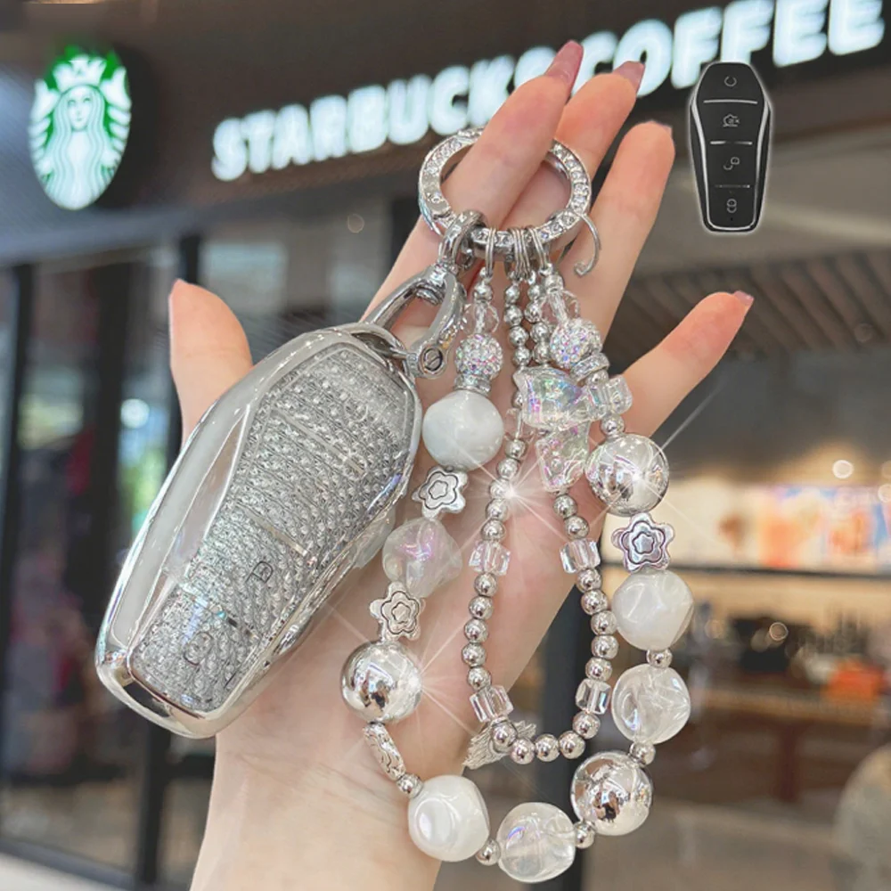 

White Diamond TPU Remote Smart for BYD Song Plus Atto 3 Han EV Tang DM Qin Seal Dolphin Auto Car Key Case Fob Accessories