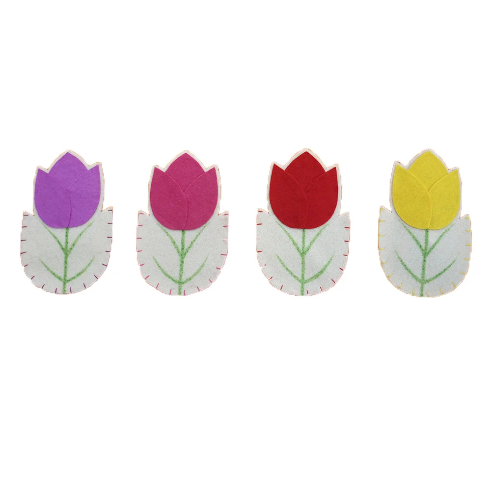 

2pcs Flower Fork Holder Fabric Cutlery Bags 15x9.5cm Decorative Tableware Pockets for Party Easter Home for Silverware