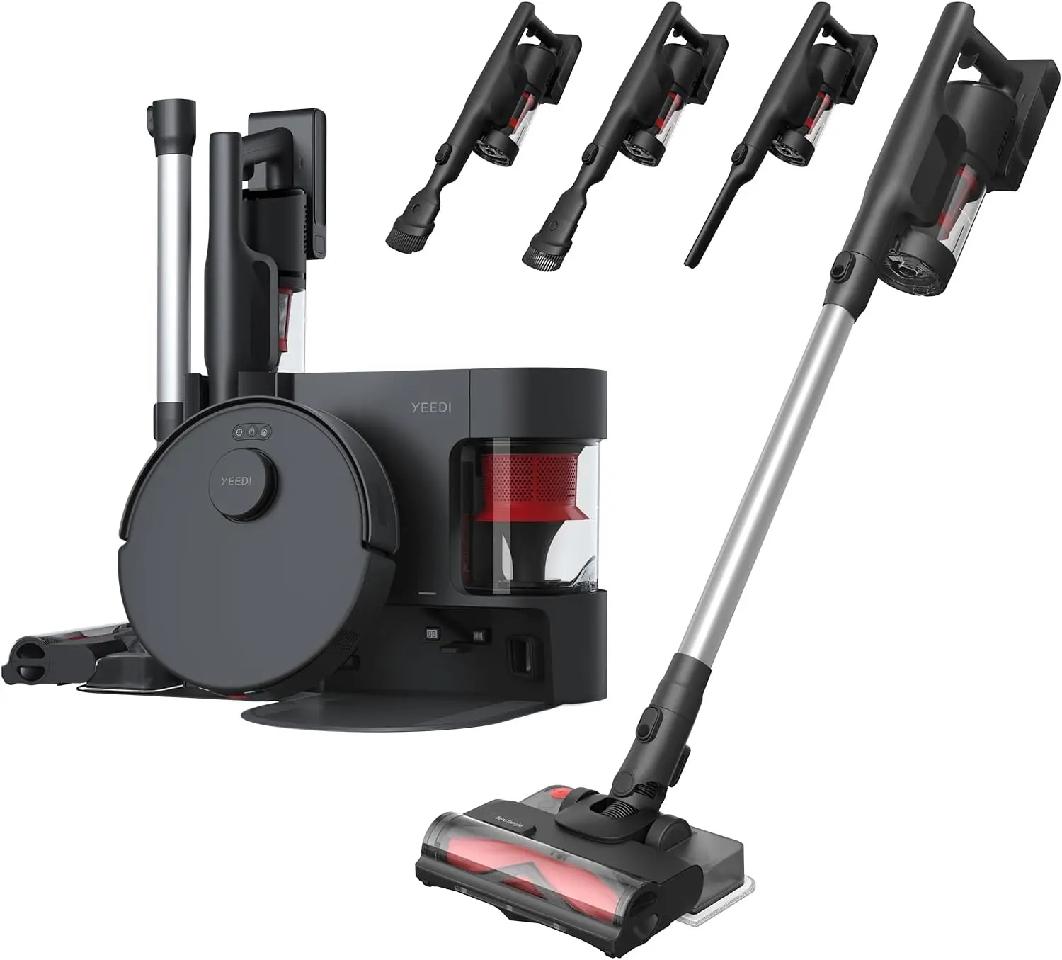 

Cordless Stick Vacuum & Robot & Mopping, All-in-one Cleaning Hub, with Dual Auto Self-Emptying