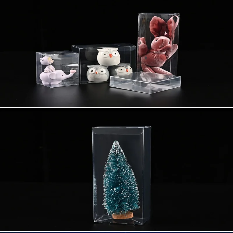 

10PCS Plastic Square Clear PVC Packaging Boxes Thick Wedding Party Birthday Cup Chocolate Toys Jewelry Flower Folding Gifts Box