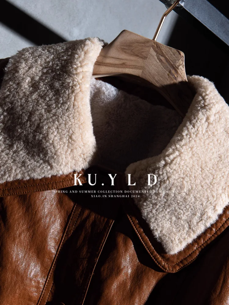 Damska kurtka zimowa w stylu vintage z futra królika, kołnierz z PU, frędzle, oversize, gruba, ciepła, modna, prosta odzież wierzchnia.