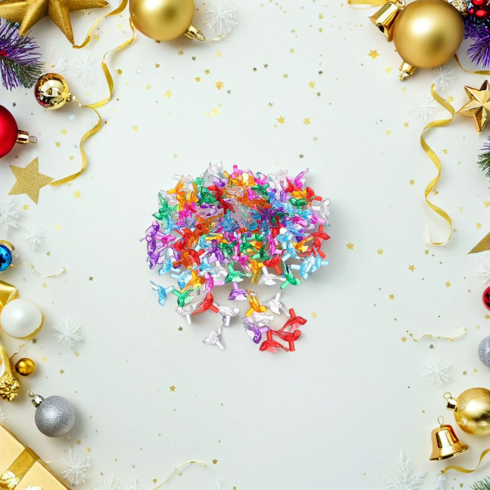 

140Pcs Ceramic Tree Replacement Bulbs Plastic Vintage Twist Lights Bird Shaped Ornaments Holiday Decoration Small Tree Bulbs