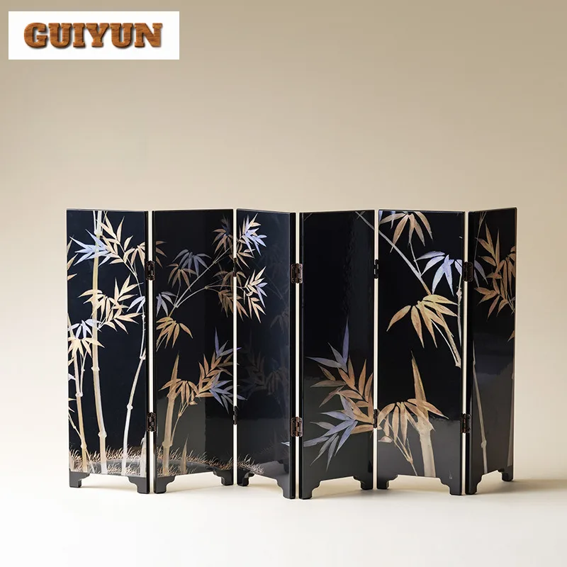 Boutique Double Sided Small Screen Decoration Creative Bamboo Pattern Partition Antique Creative Kung Fu Ceremony Accessories